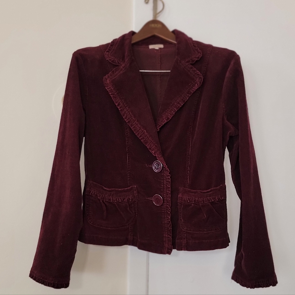 Sashimi Corduroy Jacket Button Maroon Dark Wine Red Burgundy Y2K 2000